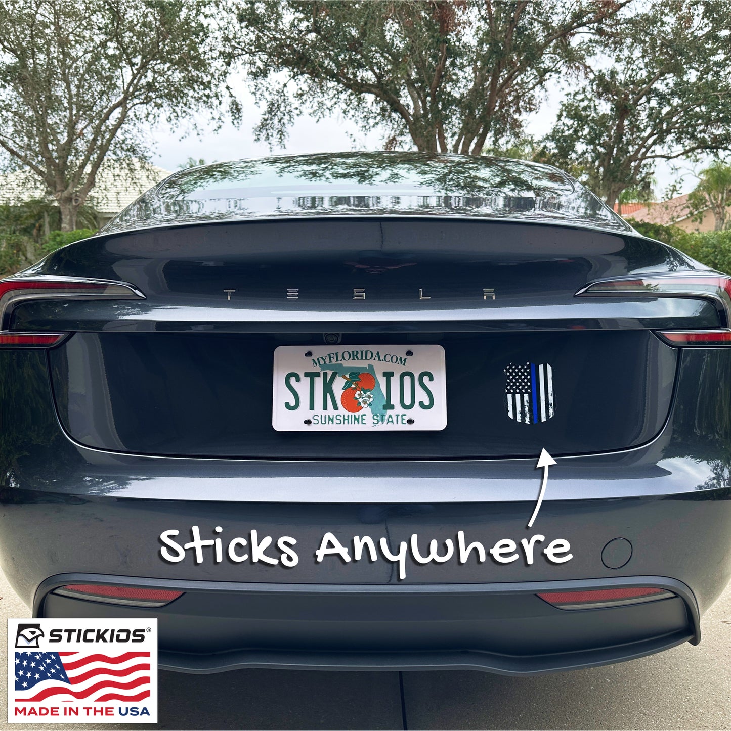 Thin Blue Line Distressed Police Badge Decal - Back the Blue (4.1 x 4.9 in)