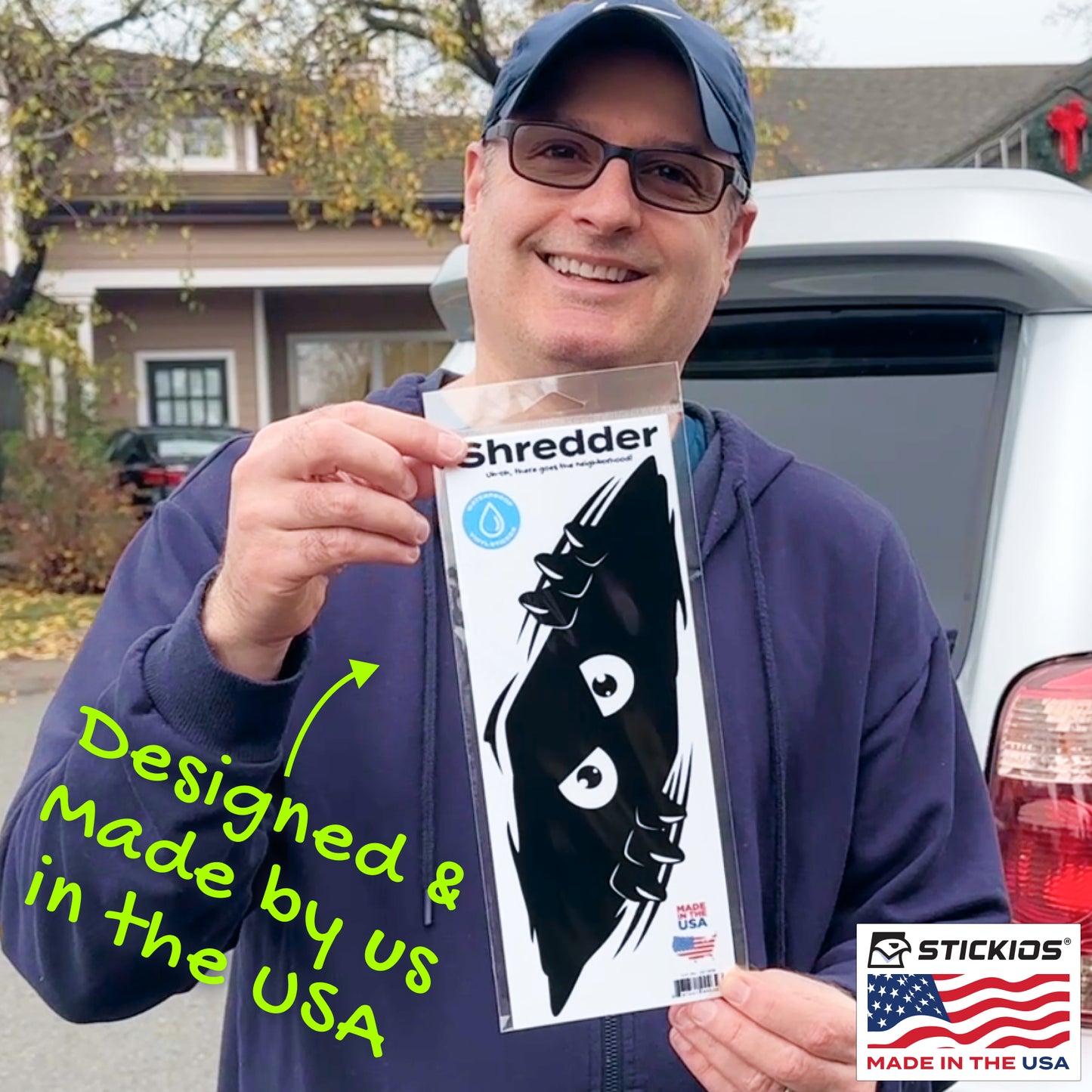 Funny Peeking Monster Car Decal - Covers Dents & Scratches - Shredder