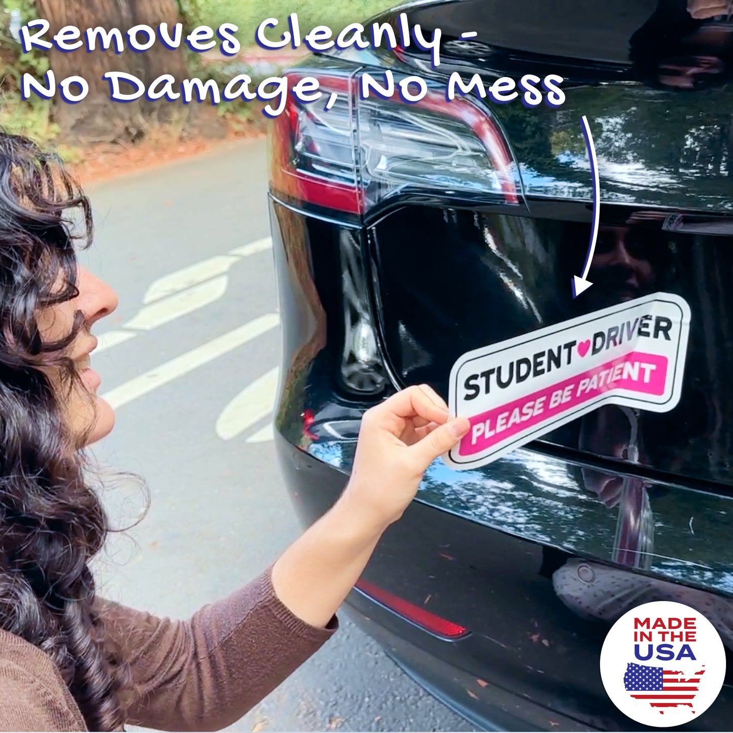 Student Driver Stickers - Removable, Non-Magnetic, New Driver Signs For Cars & Windows - Cute Pink