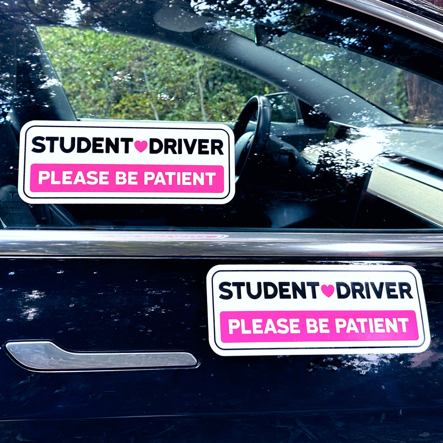 Student Driver Stickers - Removable, Non-Magnetic, New Driver Signs For Cars & Windows - Cute Pink