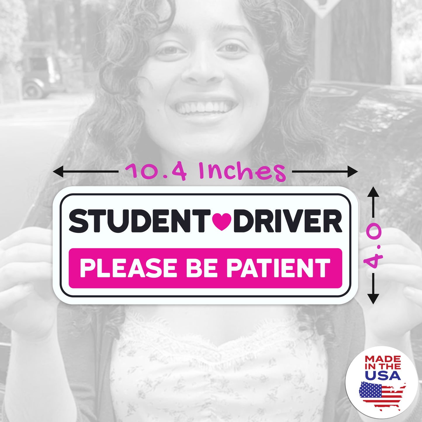 Student Driver Stickers - Removable, Non-Magnetic, New Driver Signs For Cars & Windows - Cute Pink