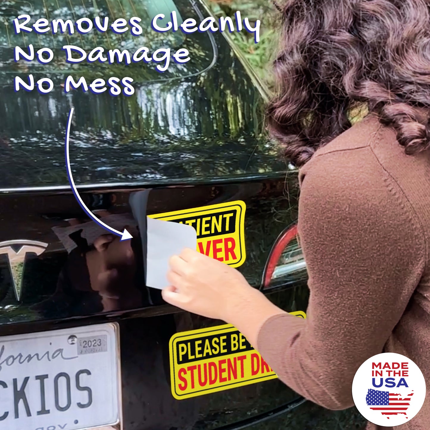 Student Driver Stickers - Removable, Non-Magnetic, New Driver Signs For Cars & Windows