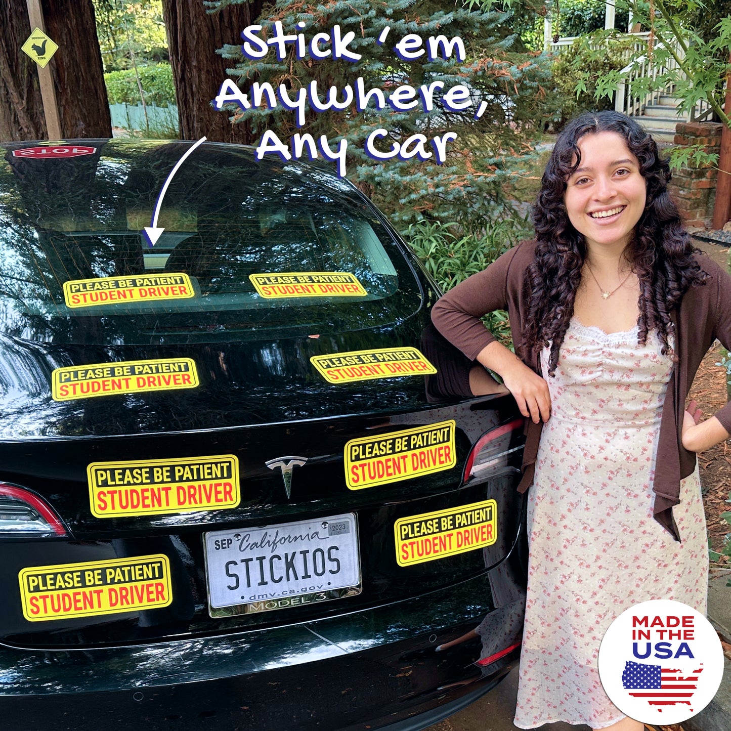 Student Driver Stickers - Removable, Non-Magnetic, New Driver Signs For Cars & Windows