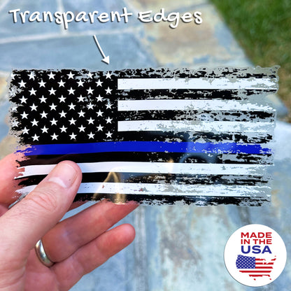 Thin Blue Line Sticker - Back the Blue American Flag Decal - Support Police Sticker