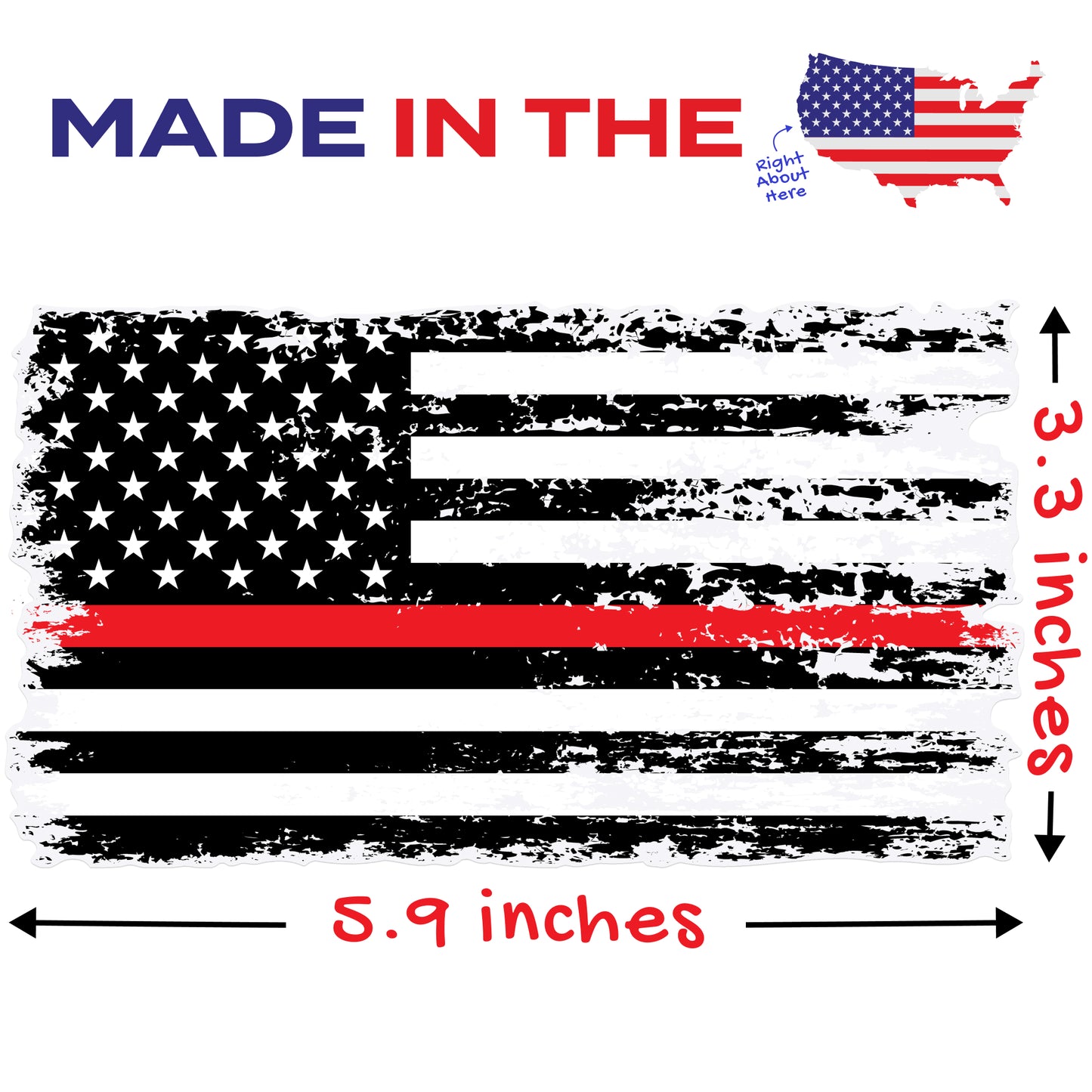 Thin Red Line Sticker - Support Firefighters American Flag Decal