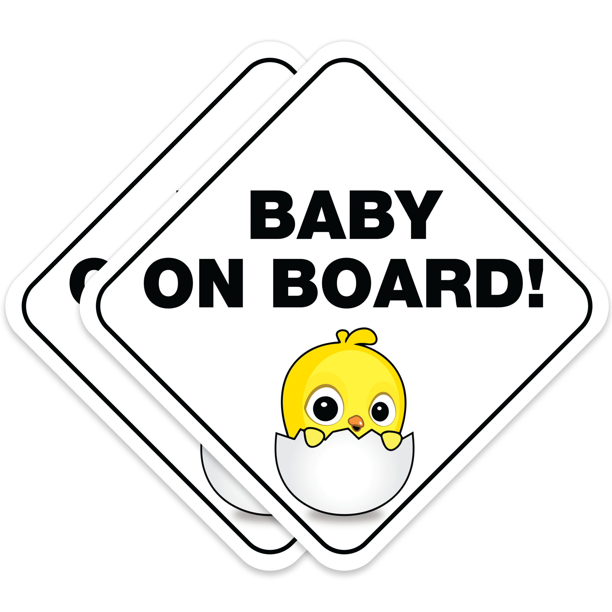 Baby on Board Stickers - No Paint Damage - Baby Chick - White (2