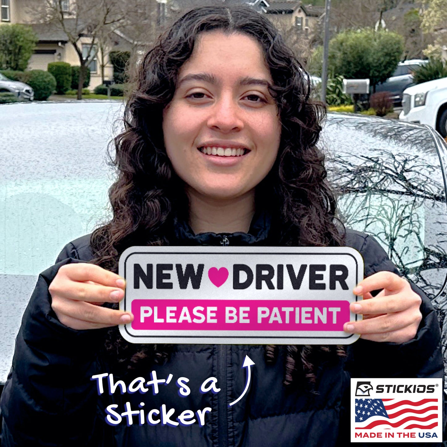 New Driver Stickers (Pink, Non-Magnetic) - Reusable & Removable