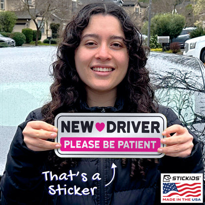 New Driver Stickers (Pink, Non-Magnetic) - Reusable & Removable