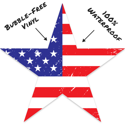 Distressed American Flag Star Decal (4.8 x 4.5 in)
