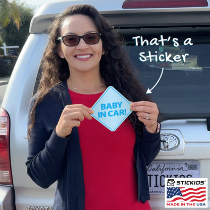 Baby in Car Stickers - Waterproof, Removable & Paint-Safe - Blue Boy (2-Pack)