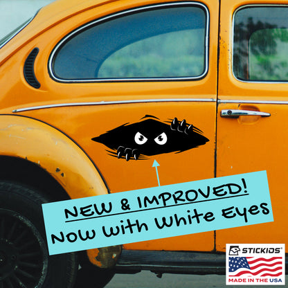 Funny Peeking Monster Car Decals Bundle - Cover Dents & Scratches (2-Pack)