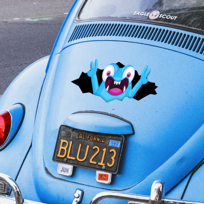 Funny Peeking Monster Car Decal - Covers Dents & Scratches - Peekablue
