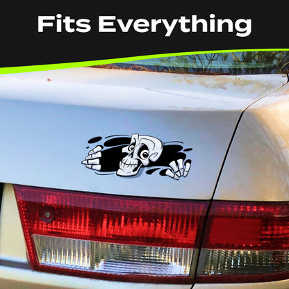 Funny Peeking Monster Car Decal - Covers Dents & Scratches - Skeleton