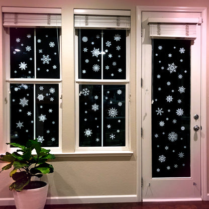 Snowflake Window Clings - Double-Sided Reusable Decorations (120 PCS)