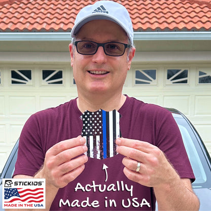 Thin Blue Line Distressed Police Badge Decal - Back the Blue (4.1 x 4.9 in)