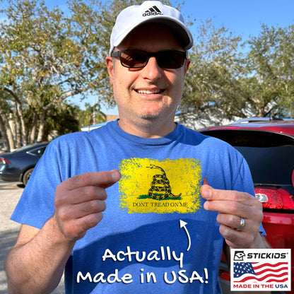 Don't Tread on Me Gadsden Flag Decal - Distressed 1776 American Flag (5.4 x 3.6 in)