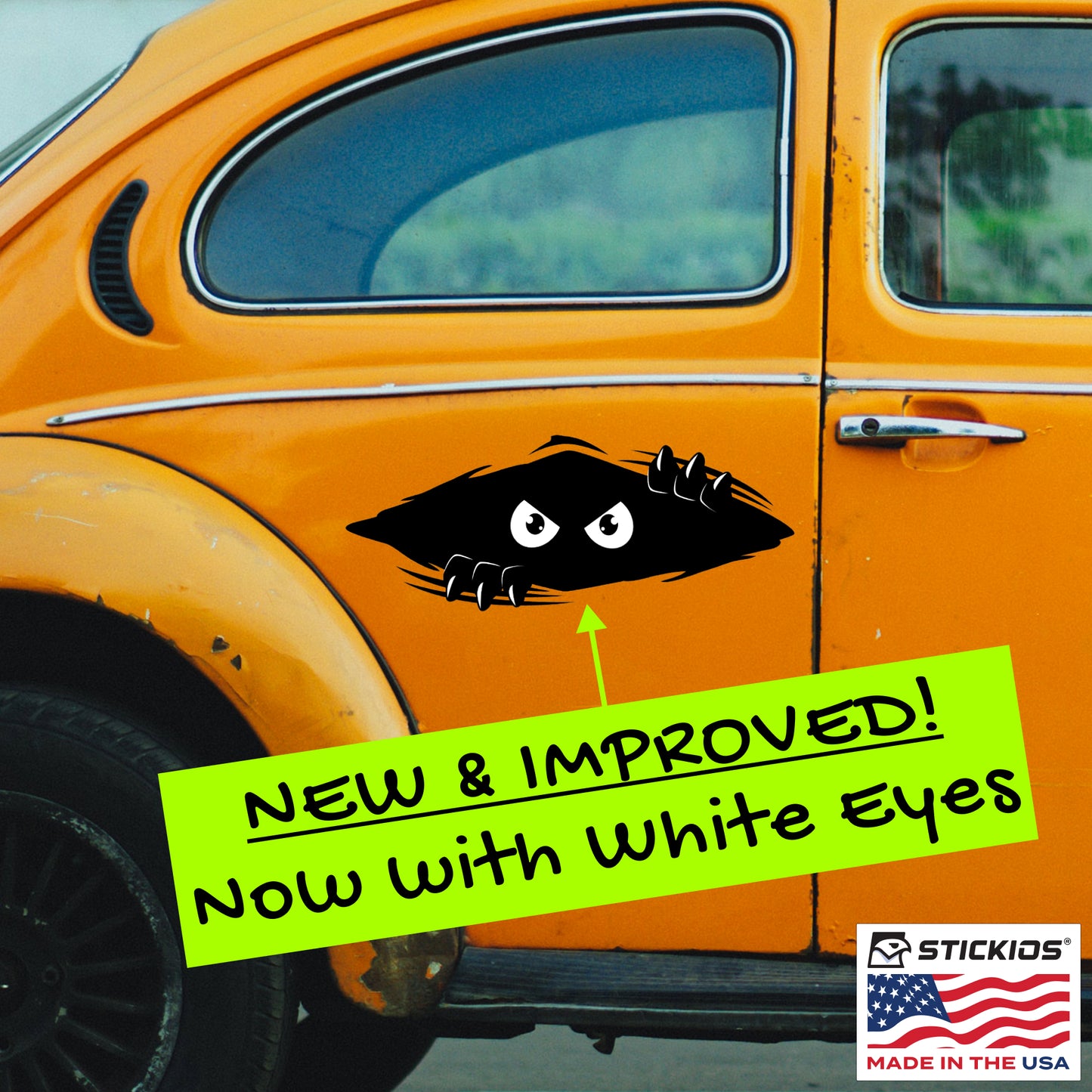 Funny Peeking Monster Car Decal - Covers Dents & Scratches - Shredder