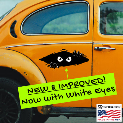 Funny Peeking Monster Car Decal - Covers Dents & Scratches - Shredder