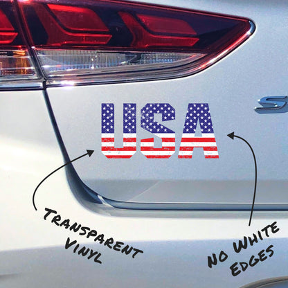 Distressed American Flag Decal - USA Letters (5.8 x 2.7 in)