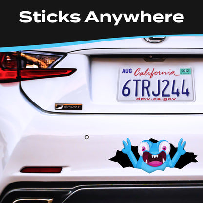 Funny Peeking Monster Car Decal - Covers Dents & Scratches - Peekablue
