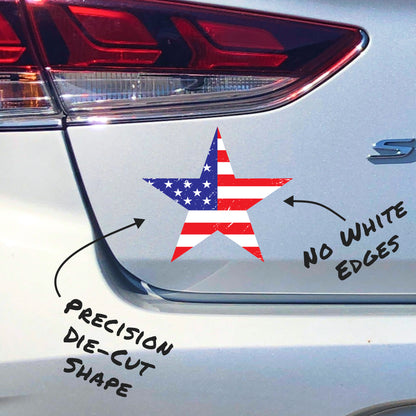 Distressed American Flag Star Decal (4.8 x 4.5 in)