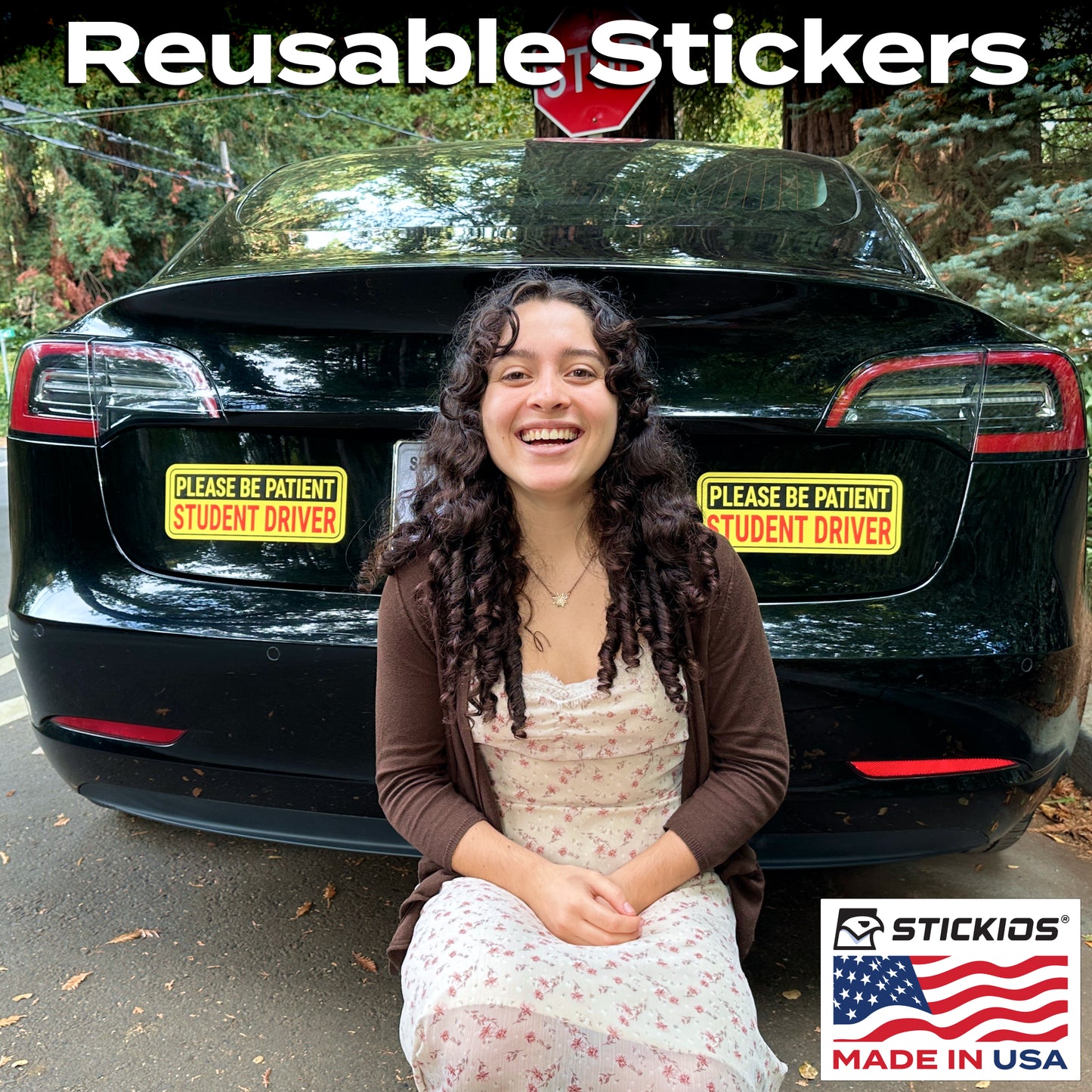Student Driver Stickers (Non-Magnetic) - Reusable & Removable