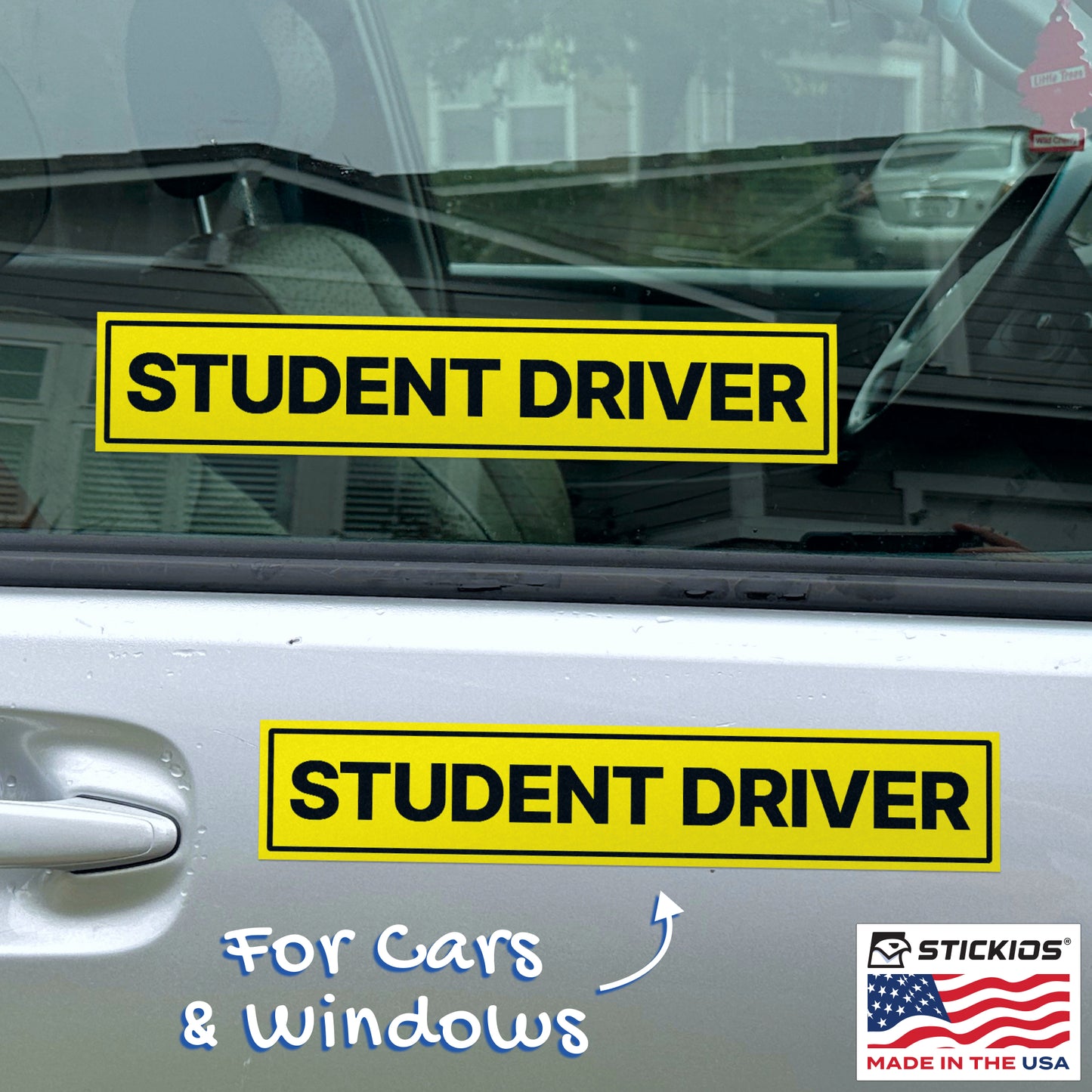 Student Driver Stickers (Wide, Non-Magnetic) - Reusable & Removable