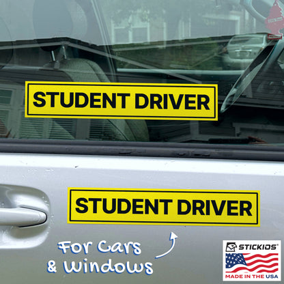 Student Driver Stickers (Wide, Non-Magnetic) - Reusable & Removable