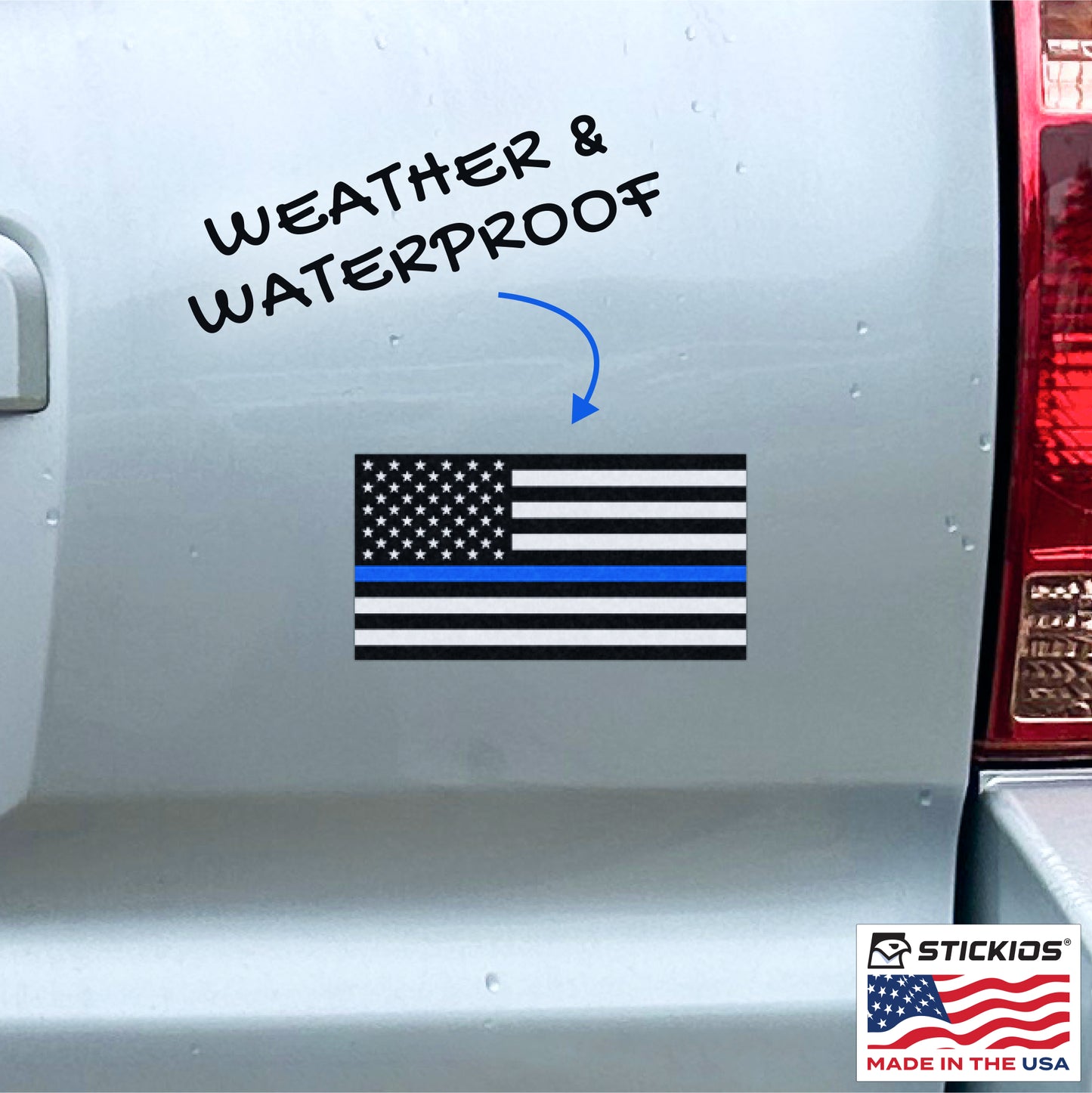 Thin Blue Line American Flag Decal - Police Support (5 x 2.6 inches)