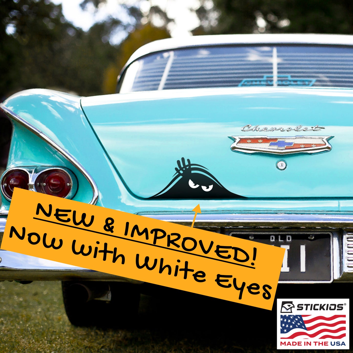 Funny Peeking Monster Car Decals Bundle - Cover Dents & Scratches (2-Pack)