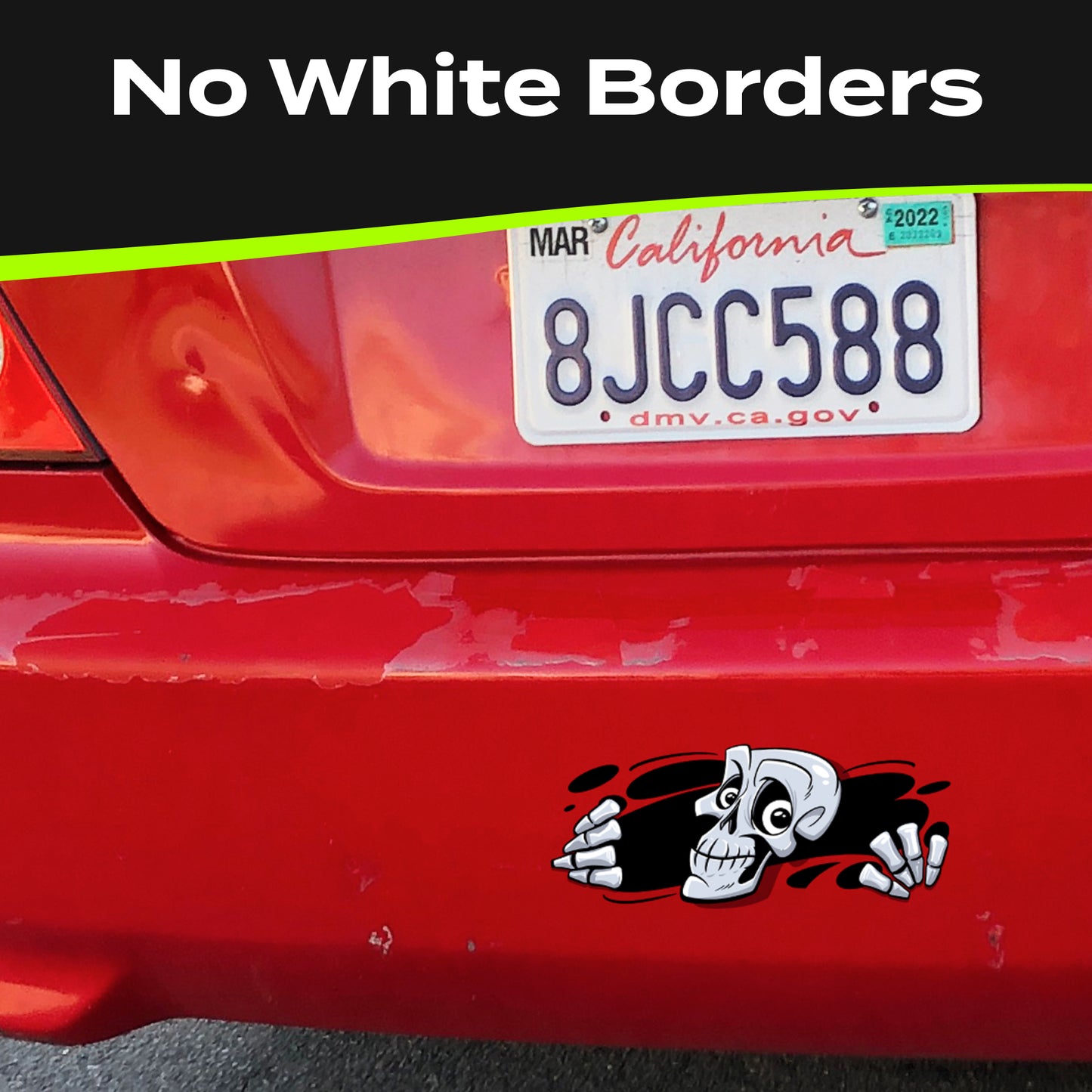 Funny Peeking Monster Car Decal - Covers Dents & Scratches - Skeleton