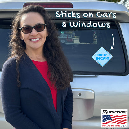 Baby in Car Stickers - Waterproof, Removable & Paint-Safe - Blue Boy (2-Pack)