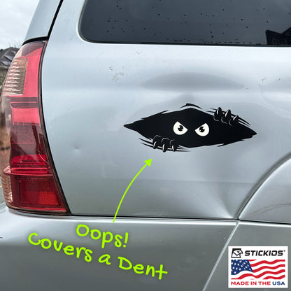 Funny Peeking Monster Car Decal - Covers Dents & Scratches - Shredder