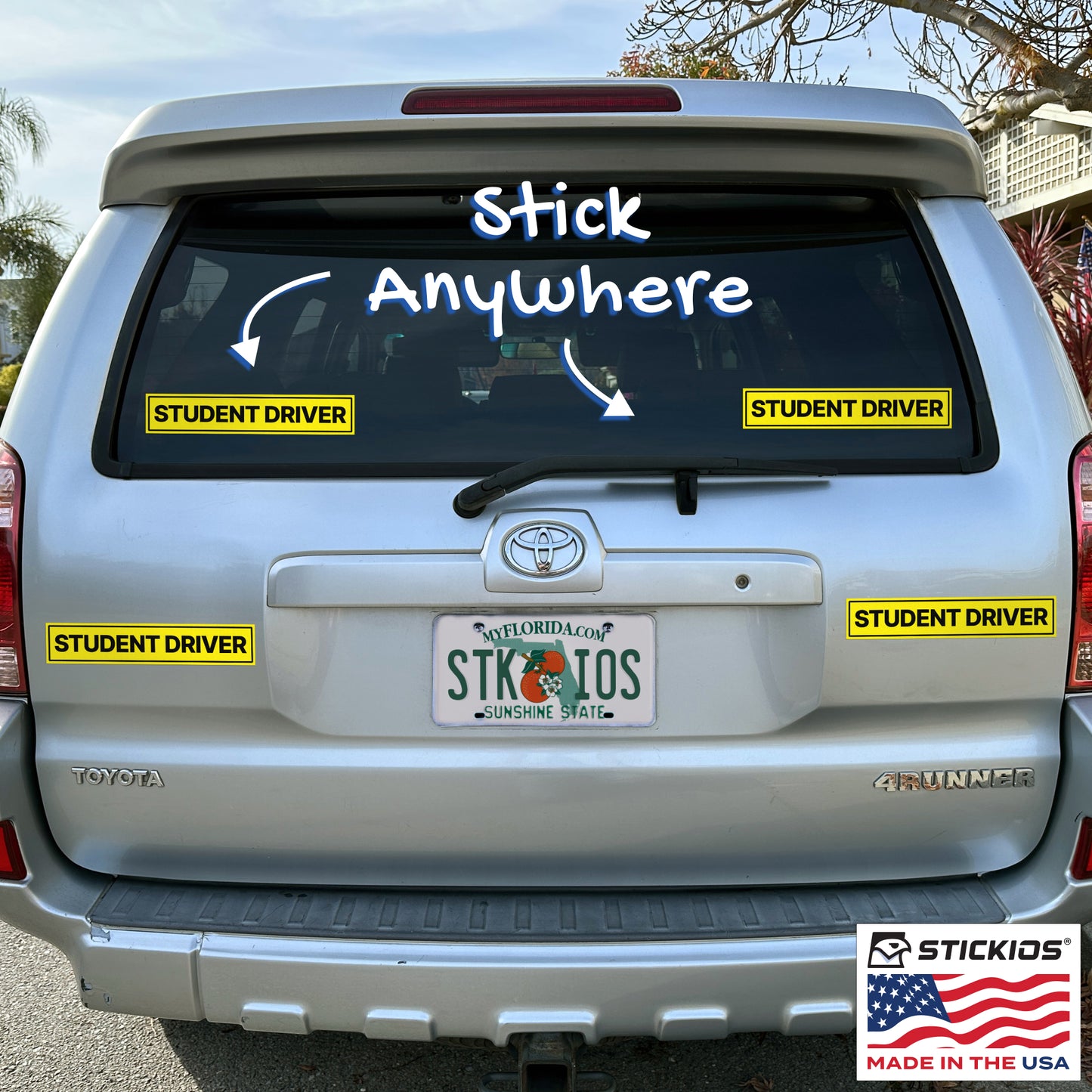 Student Driver Stickers (Wide, Non-Magnetic) - Reusable & Removable