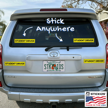 Student Driver Stickers (Wide, Non-Magnetic) - Reusable & Removable