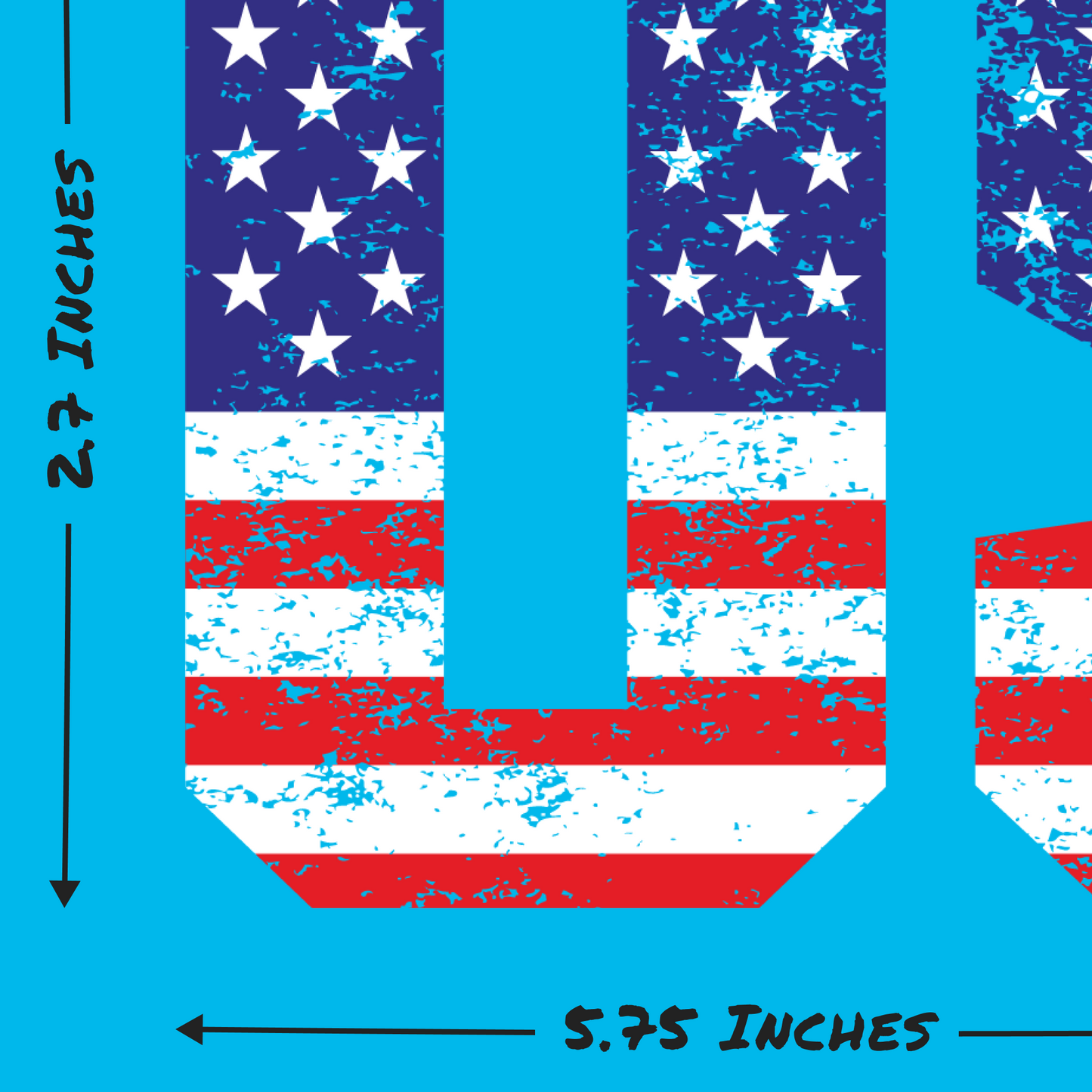 Distressed American Flag Decal - USA Letters (5.8 x 2.7 in)