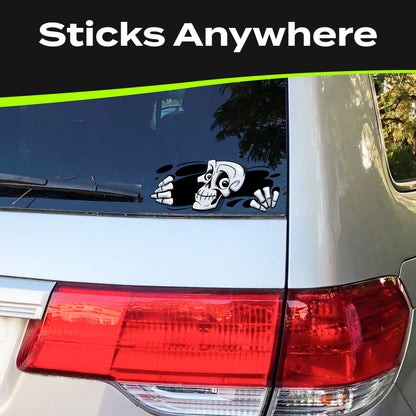 Funny Peeking Monster Car Decal - Covers Dents & Scratches - Skeleton