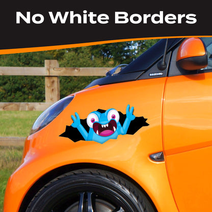Funny Peeking Monster Car Decal - Covers Dents & Scratches - Peekablue