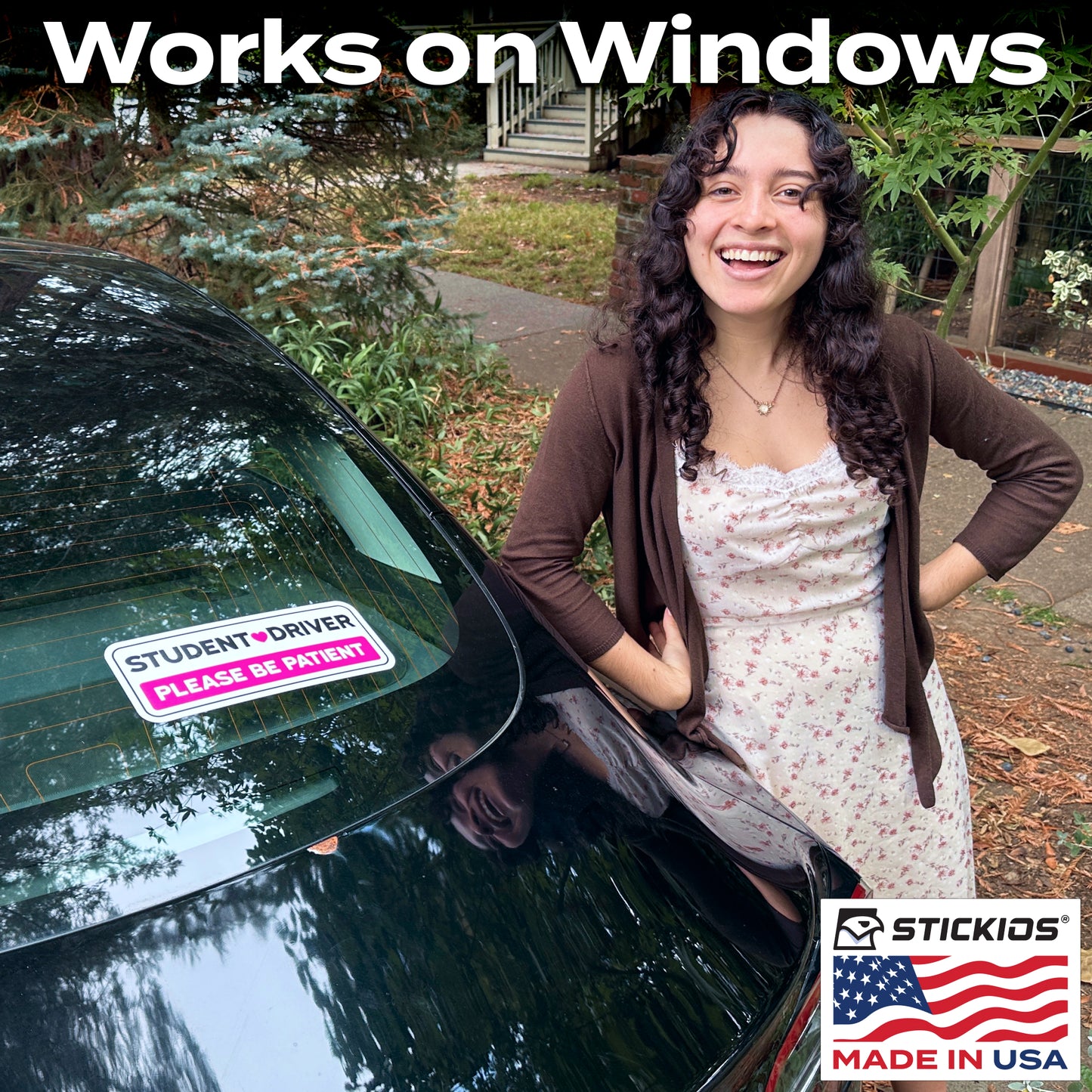 Student Driver Stickers (Pink, Non-Magnetic) - Reusable & Removable