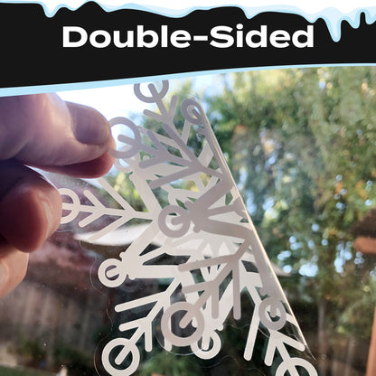 Snowflake Window Clings - Double-Sided Reusable Decorations (120 PCS)