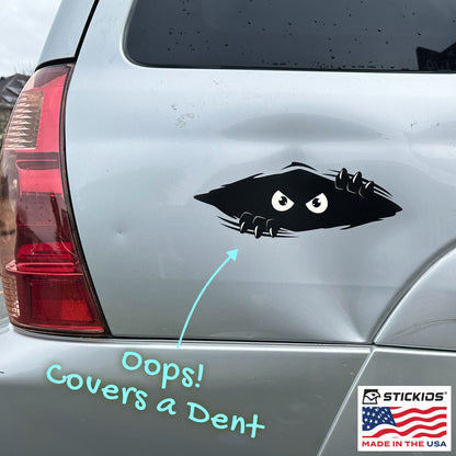 Funny Peeking Monster Car Decals Bundle - Cover Dents & Scratches (2-Pack)