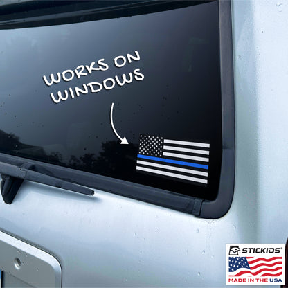 Thin Blue Line American Flag Decal - Police Support (5 x 2.6 inches)