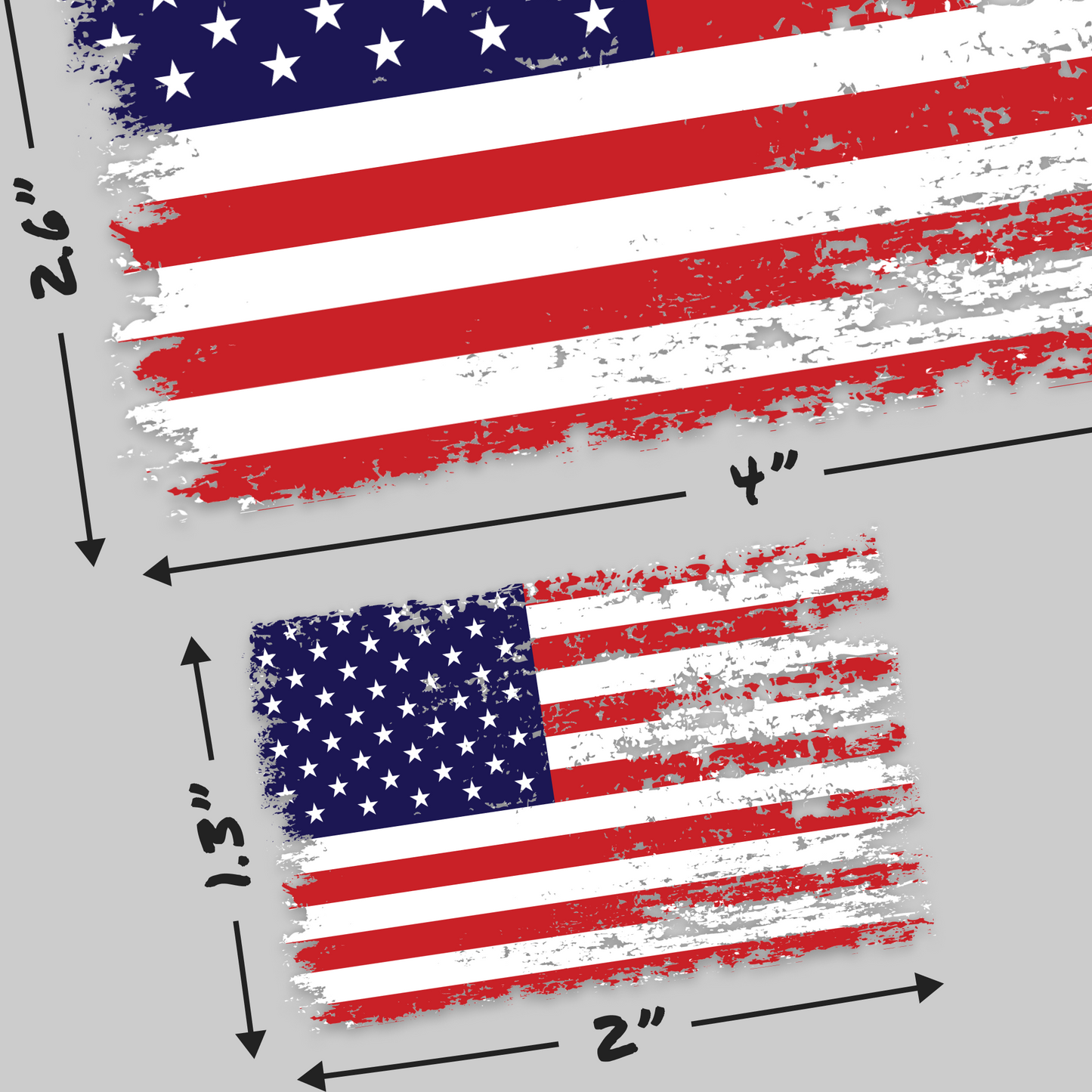 Distressed American Flag Decals - Variety Pack (10-Pack, 11 x 4.2 in)