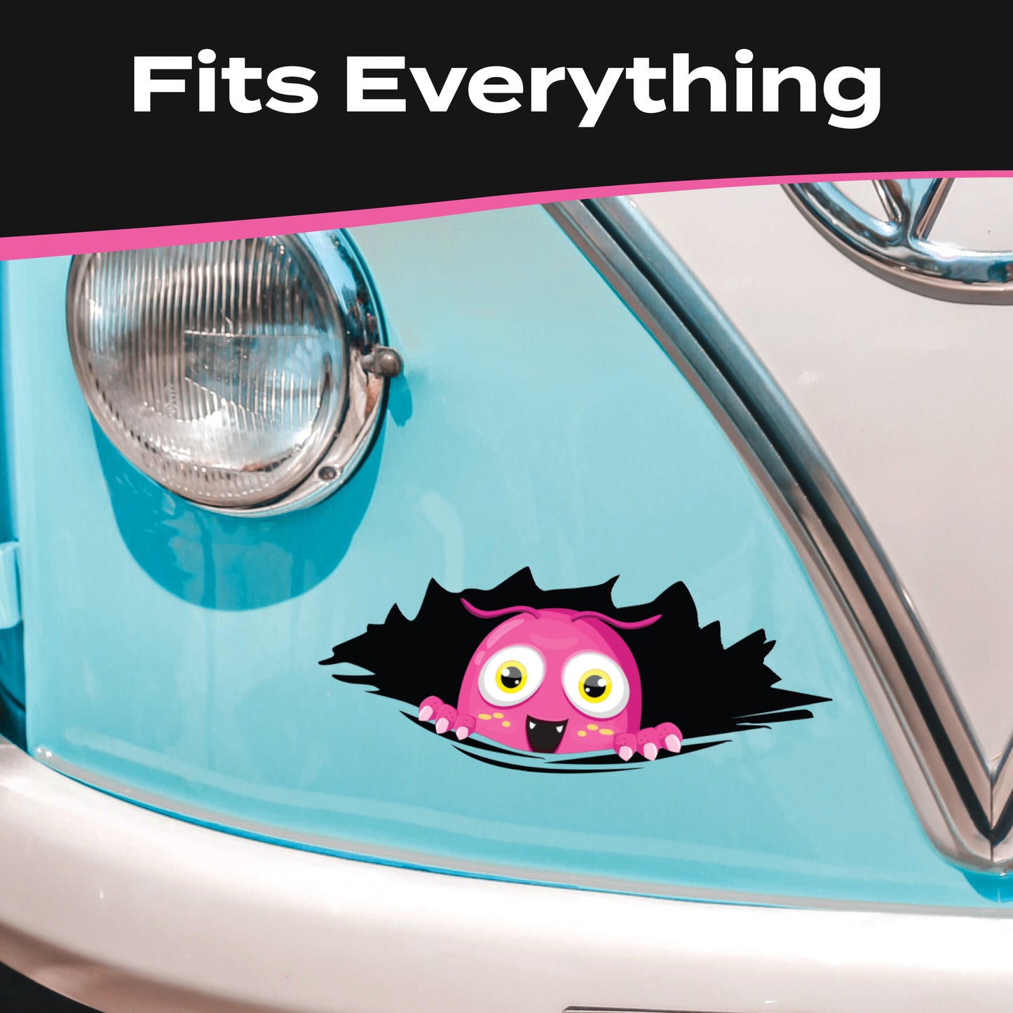 Funny Peeking Monster Car Decal - Covers Dents & Scratches - Pink Peekie