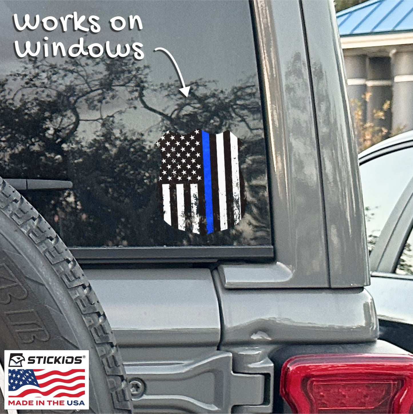 Thin Blue Line Distressed Police Badge Decal - Back the Blue (4.1 x 4.9 in)