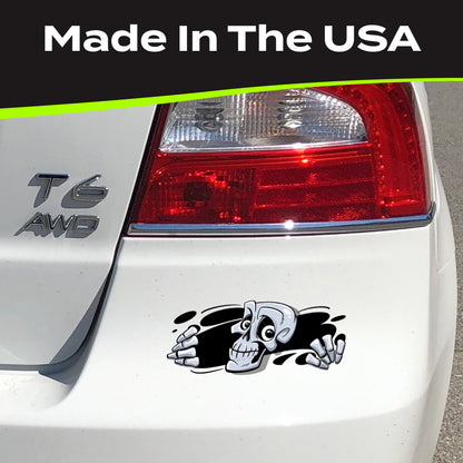 Funny Peeking Monster Car Decal - Covers Dents & Scratches - Skeleton