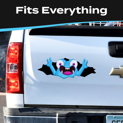 Funny Peeking Monster Car Decal - Covers Dents & Scratches - Peekablue