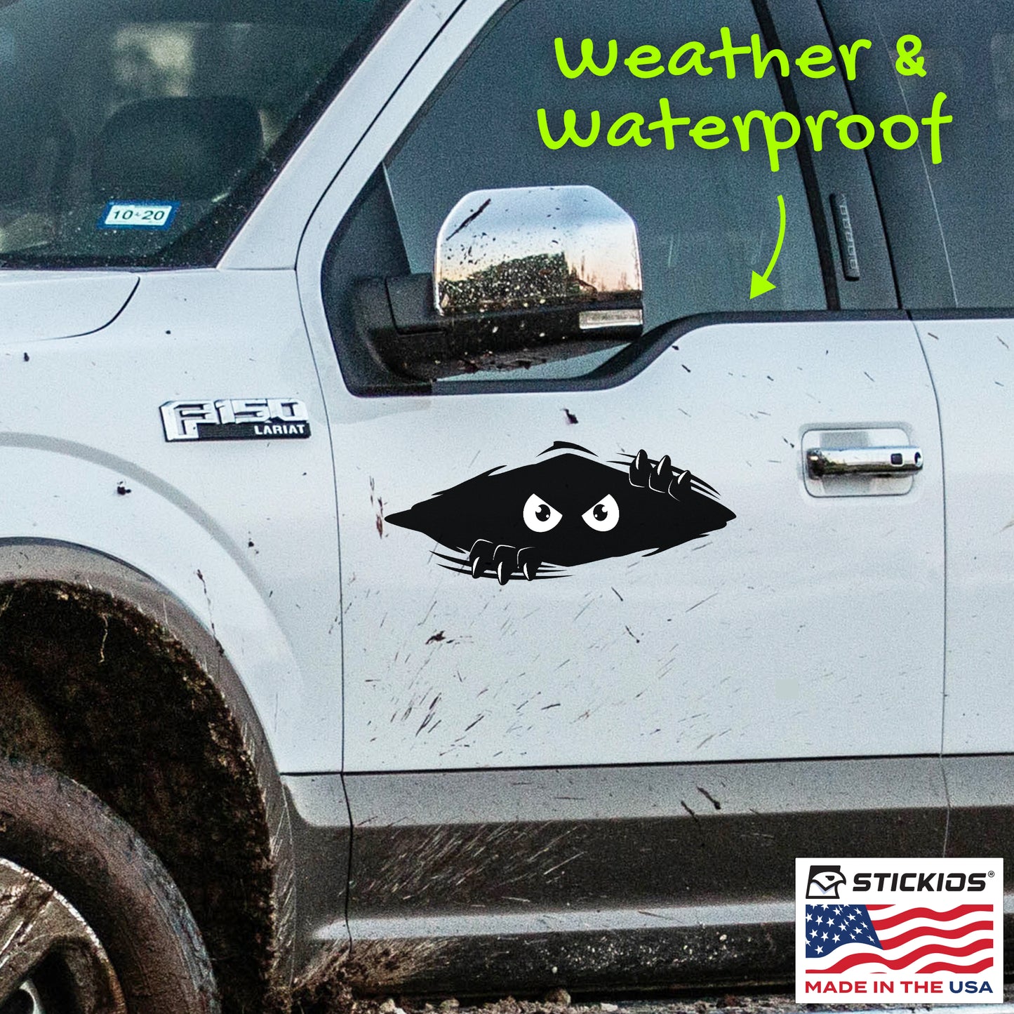 Funny Peeking Monster Car Decal - Covers Dents & Scratches - Shredder