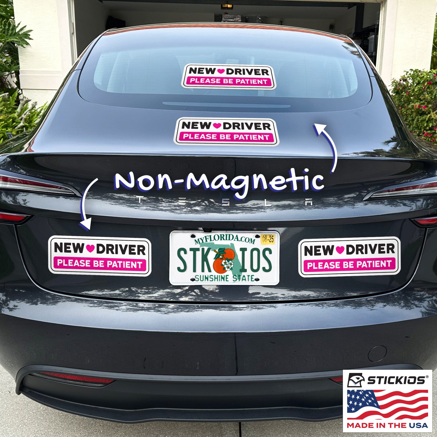 New Driver Stickers (Pink, Non-Magnetic) - Reusable & Removable