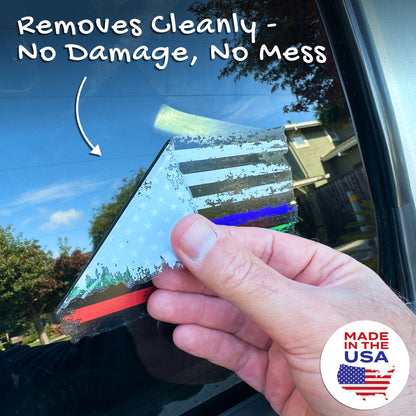 Thin Blue Red Green Line Distressed American Flag Decal - Police, Firefighter & Military (5.9 x 3.3 in)